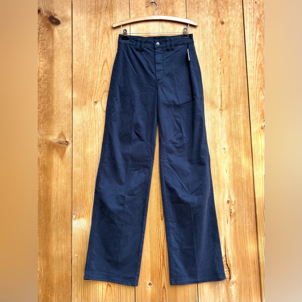 Paige NWT Sasha Twill High Rise Wide Leg Navy Blue Pants Sz 27 - Picture 5 of 11